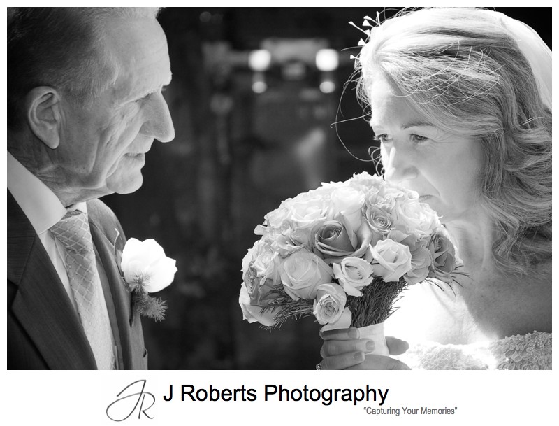 Bride with her father before wedding - wedding photography sydney